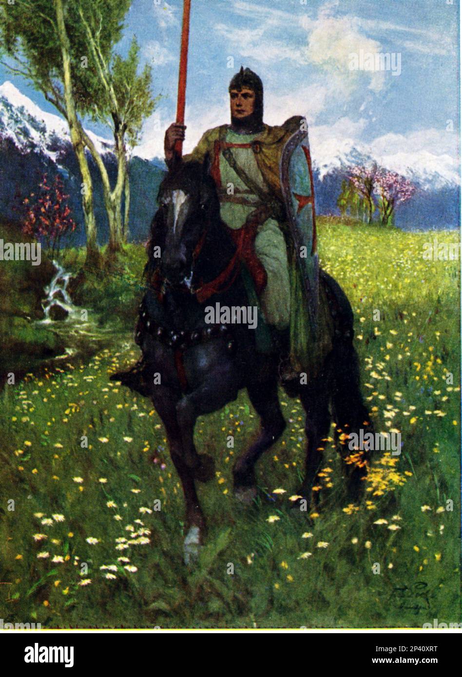 1889 CA, Munchen , Allemagne le mythe de PARSIFAL , oeuvre du peintre