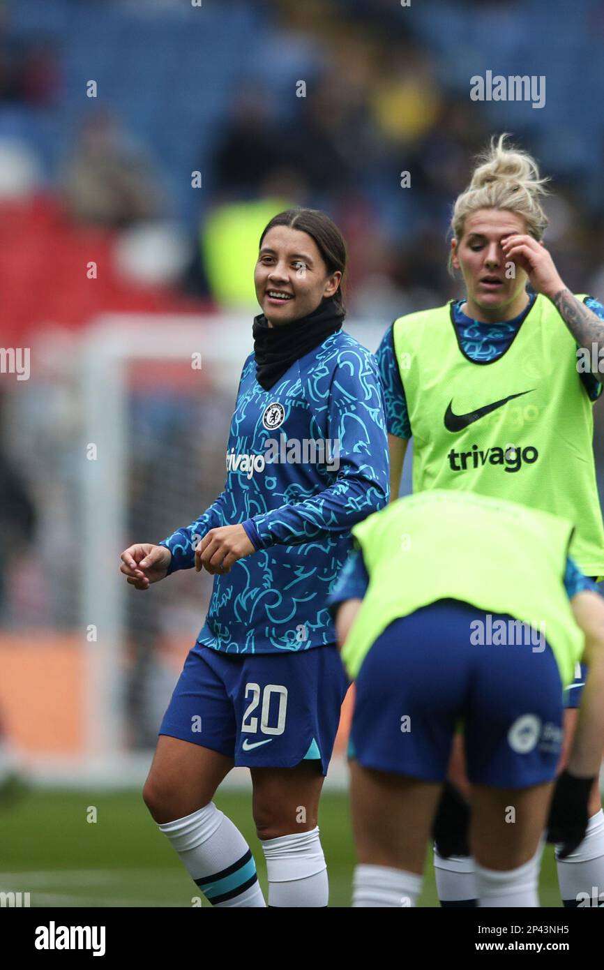 Londres le dimanche 5th mars 2023. Sam Kerr, de Chelsea Women, se réchauffe lors de la finale de la coupe de la Ligue des femmes de la FA entre Arsenal et Chelsea à Selhurst Park, Londres, le dimanche 5th mars 2023. (Photo : Tom West | MI News) Credit: MI News & Sport /Alay Live News Banque D'Images