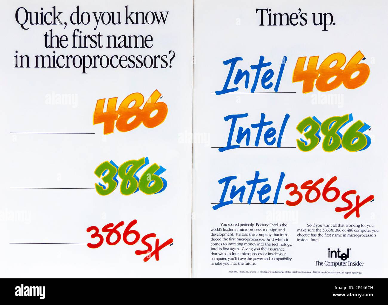 Publicité Intel dans un magazine NatGeo mai 1991 Banque D'Images