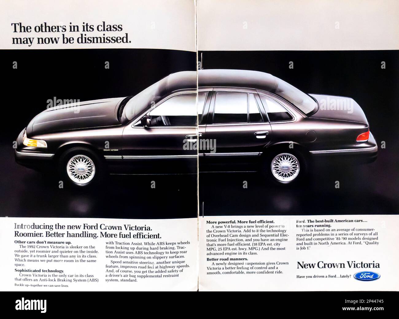 Ford Crown Victoria annonce dans un magazine NatGeo avril 1991 Banque D'Images