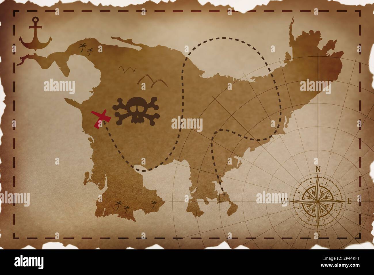 Ancienne carte du Trésor pirate sur fond blanc, illustration Photo ...