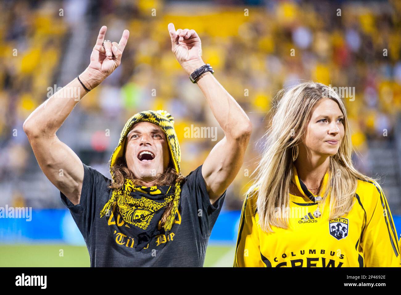 Sept. 20, 2014 - Columbus, OH, United States of America - Frankie Hejduk is happy during the MLS soccer match between New England Revolution and Columbus Crew at Columbus Crew Stadium, in Columbus OH. September 20, 2014 - Dorn Byg/CSM (Cal Sport Media via AP Images) Banque D'Images