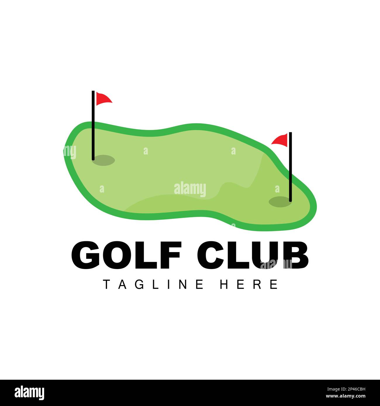 logo vector icon – ballon de golf, bâton et golf. Jeux en plein air, illustration de concept rétro Illustration de Vecteur