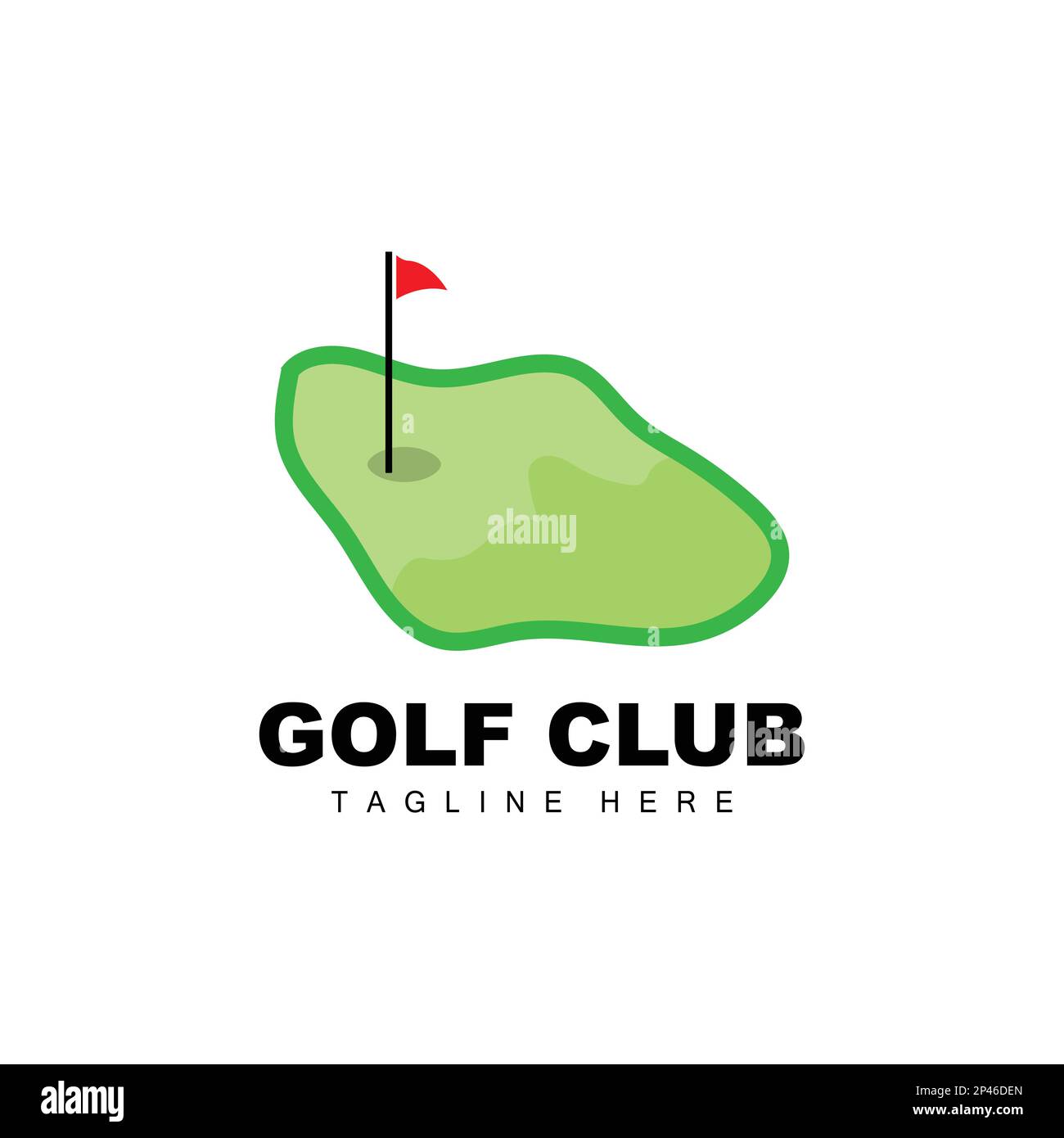logo vector icon – ballon de golf, bâton et golf. Jeux en plein air, illustration de concept rétro Illustration de Vecteur