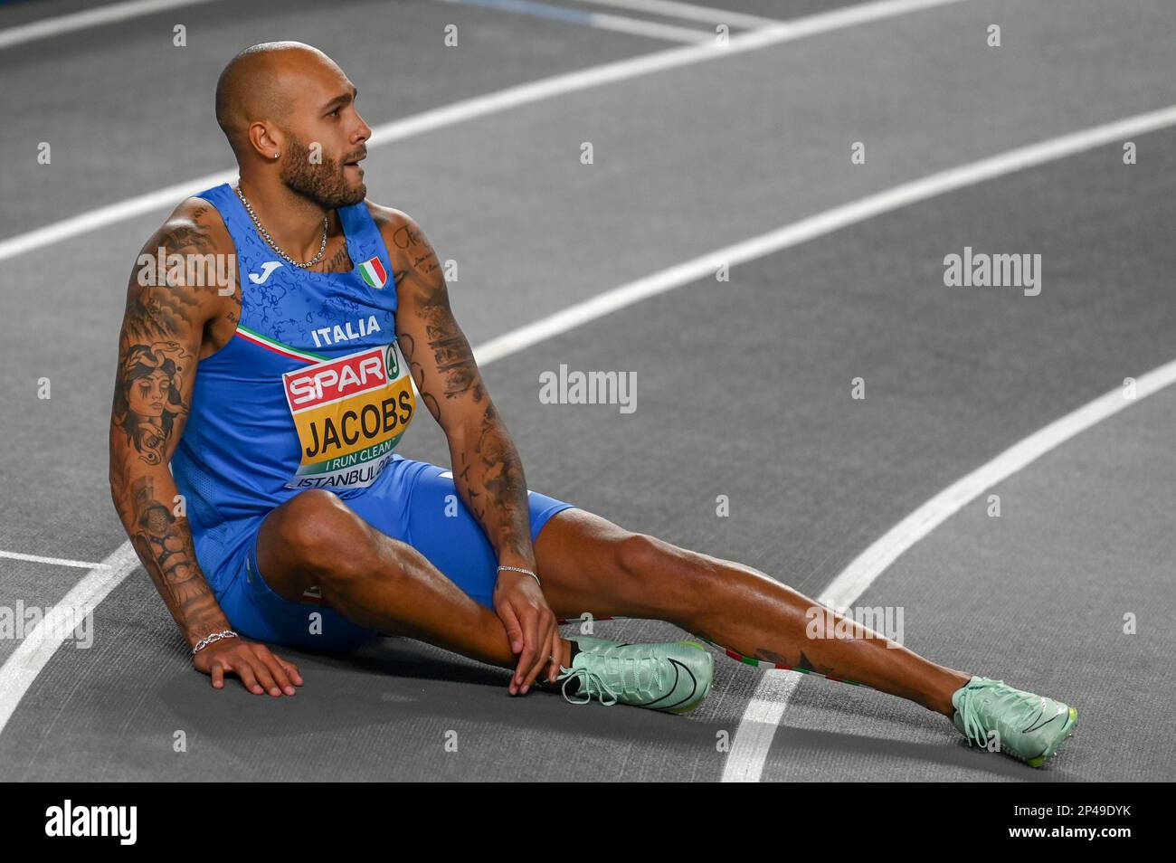 Lamont Marcell Jacobs (ITA) a déçu sur 60m hommes aux Championnats européens d'athlétisme en salle sur 5 mars 2023 à l'aréna Atakoy à Istanbul, Turquie crédit: SCS/Erik van Leeuwen/AFLO/Alay Live News Banque D'Images