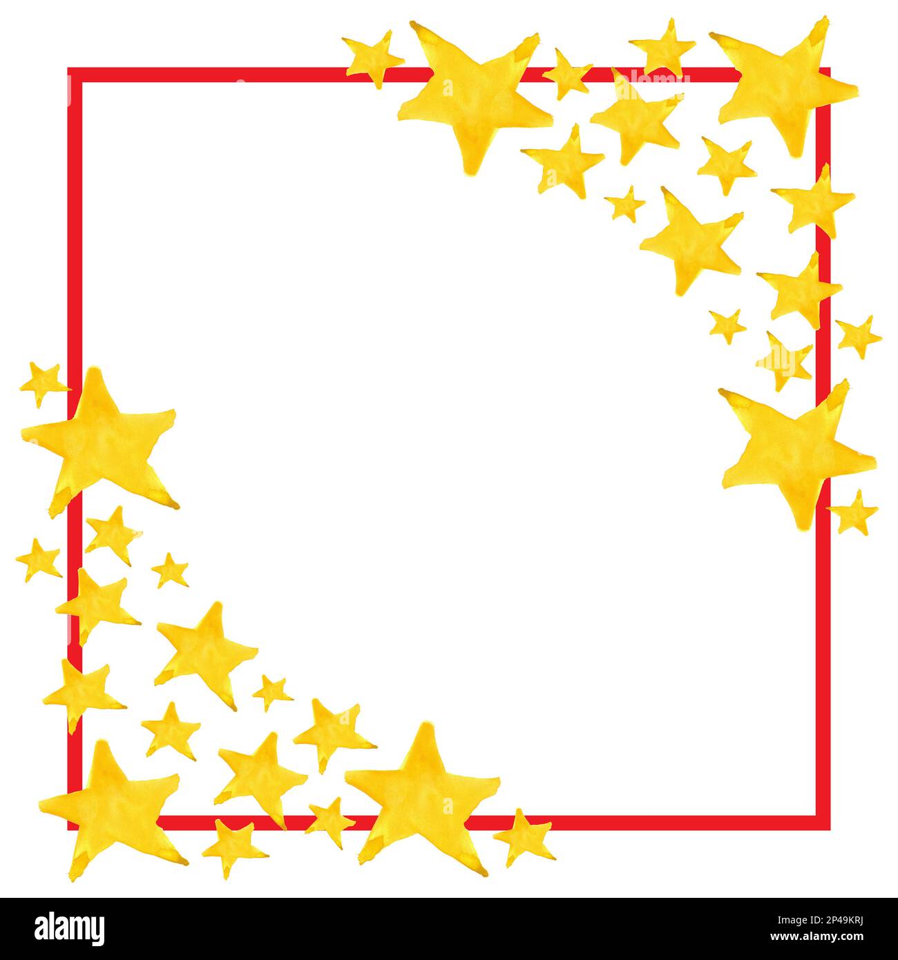 Aquarelle fond de modèle de cadre à cinq étoiles pointues. Banque D'Images