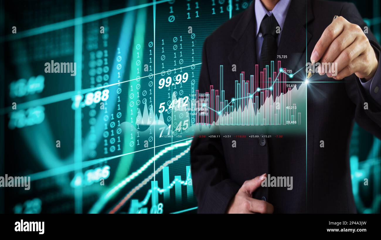 Bourse ou le commerce de forex graphique graphique chandelier et convient pour concept d'investissement financier. Les tendances de l'économie de l'arrière-plan et une idée d'entreprise Banque D'Images