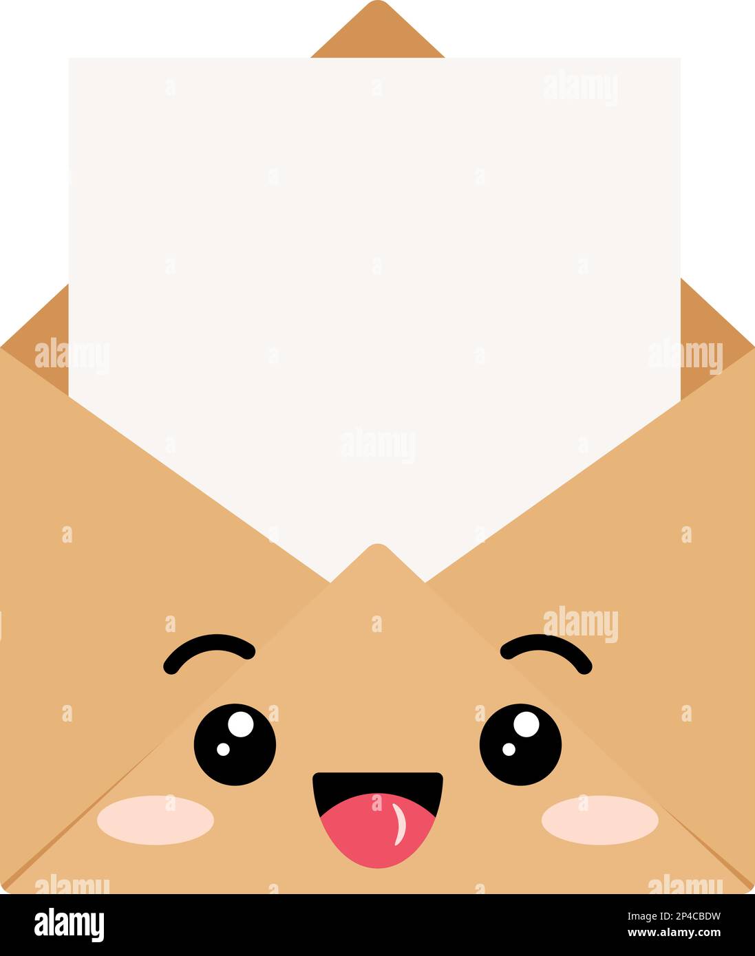 Jolie enveloppe kraft avec lettre Happy caractère vector clip art Illustration de Vecteur