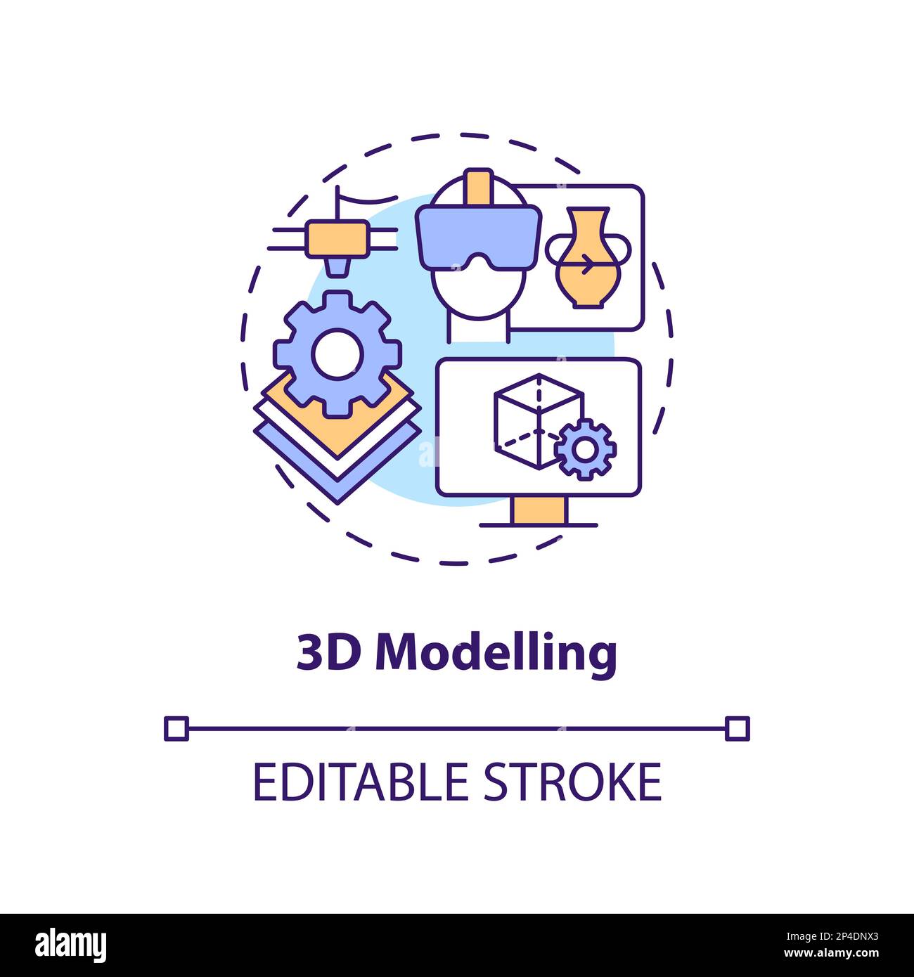 3D icône du concept de modélisation Illustration de Vecteur