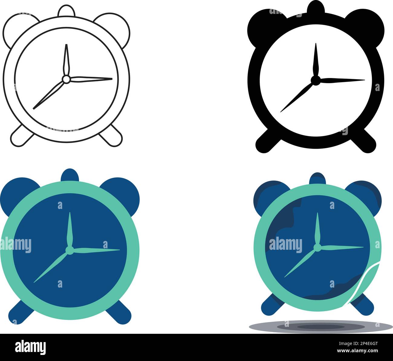 jeu d'horloges, réveil vectoriel, icône vectorielle Illustration de Vecteur