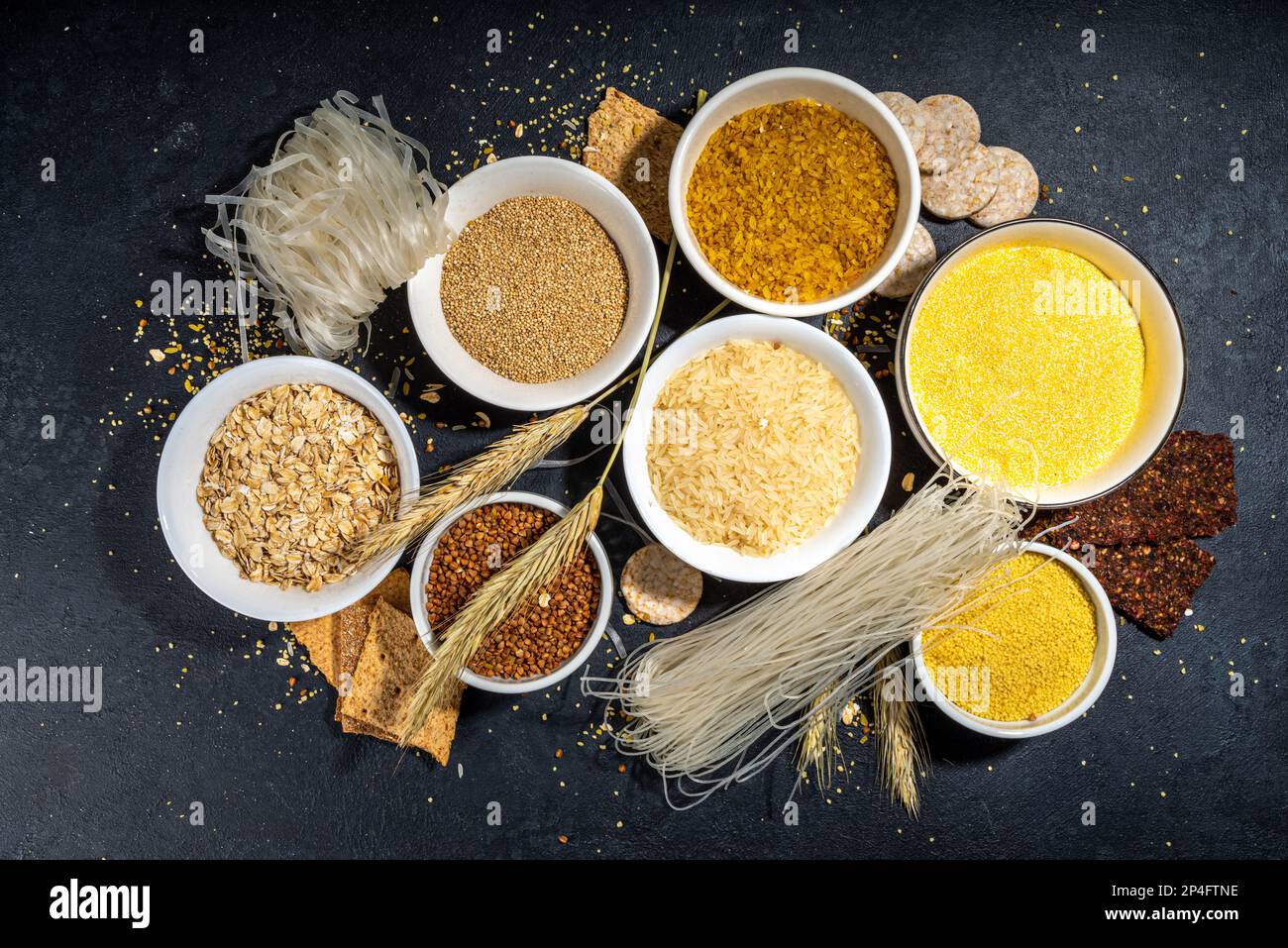 Sélection de céréales complètes sans gluten. Ensemble de différentes