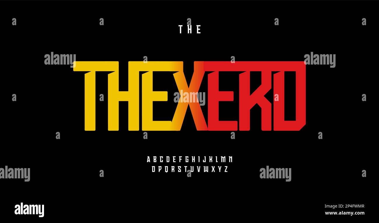 Alphabet haut, lettres sérési en bande, police sportswear pour logo, titre du film, titre de publication, éditorial, texte en jersey, typographie d'emballage, couverture Illustration de Vecteur