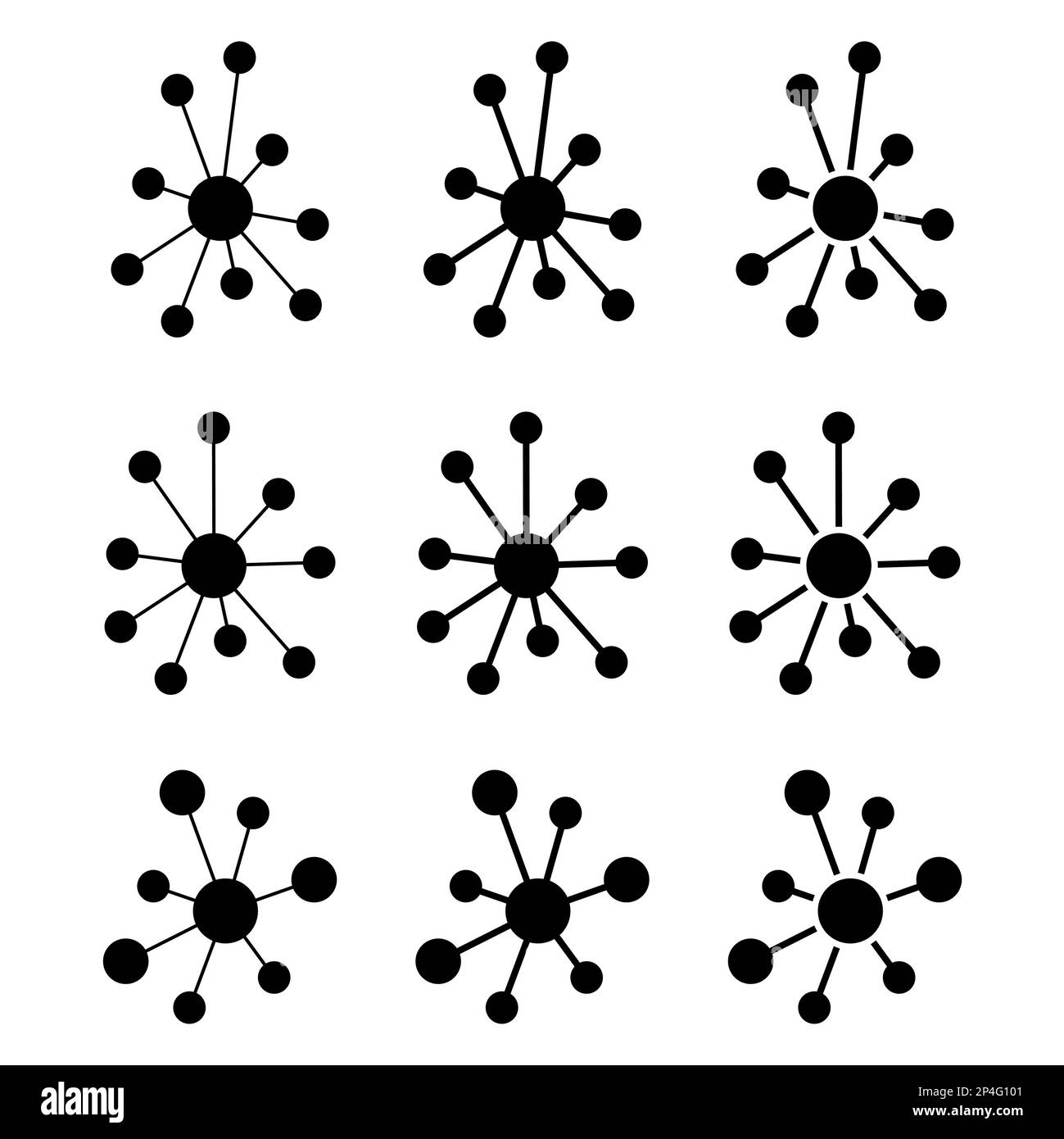 Ensemble de Hub réseau plat icône, connecter structure vecteur symbole fond isolé, système de technologie . Illustration de Vecteur