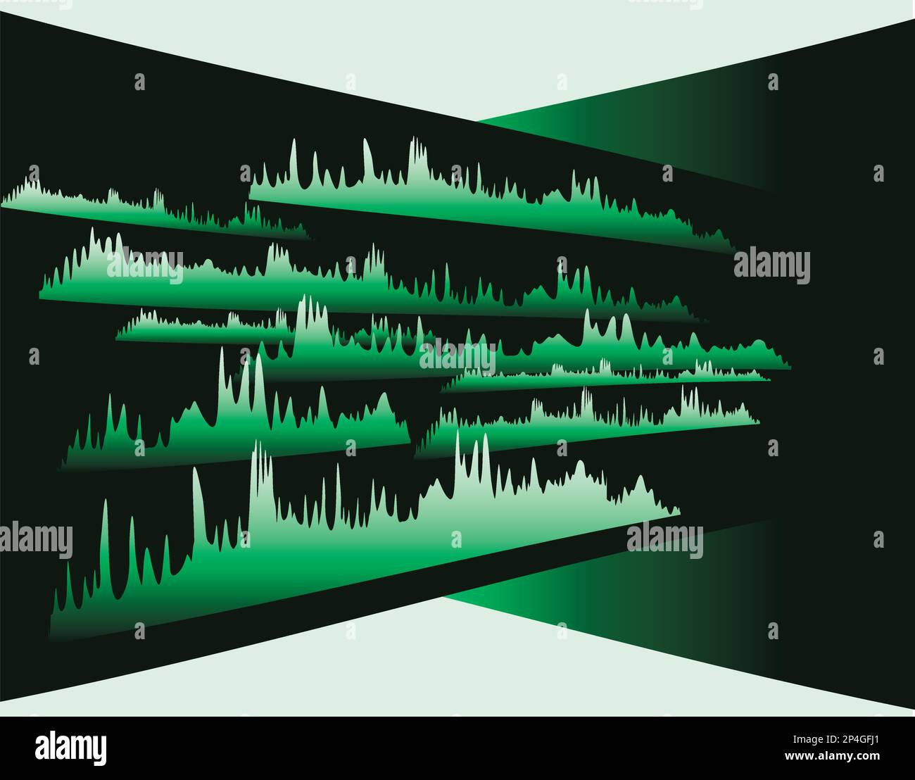 Égaliseur de musique sur fond noir. Soundwave en vert. illustration vectorielle abstraite modifiable Illustration de Vecteur