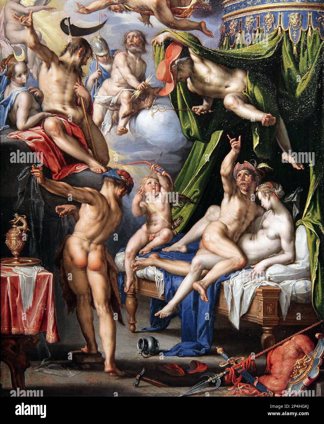 Mars et Vénus surpris par Vulcain (1601) par le peintre néerlandais Joachim Wtewael 1566-1638). Banque D'Images