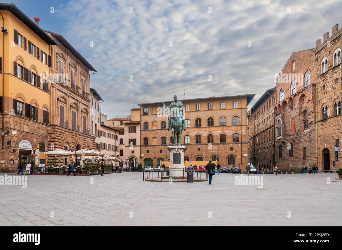 Statue équestre du Duc de Florence et I Grand Duc de Toscane Cosimo I de Medici sur la Piazza della Signoria à Florence en Toscane, Italie Banque D'Images