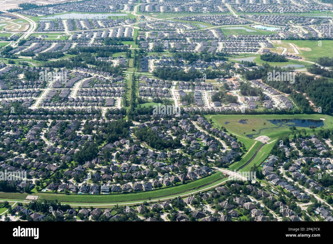 Vue aérienne de Suburban Homes à l'extérieur de Houston, Texas Banque D'Images