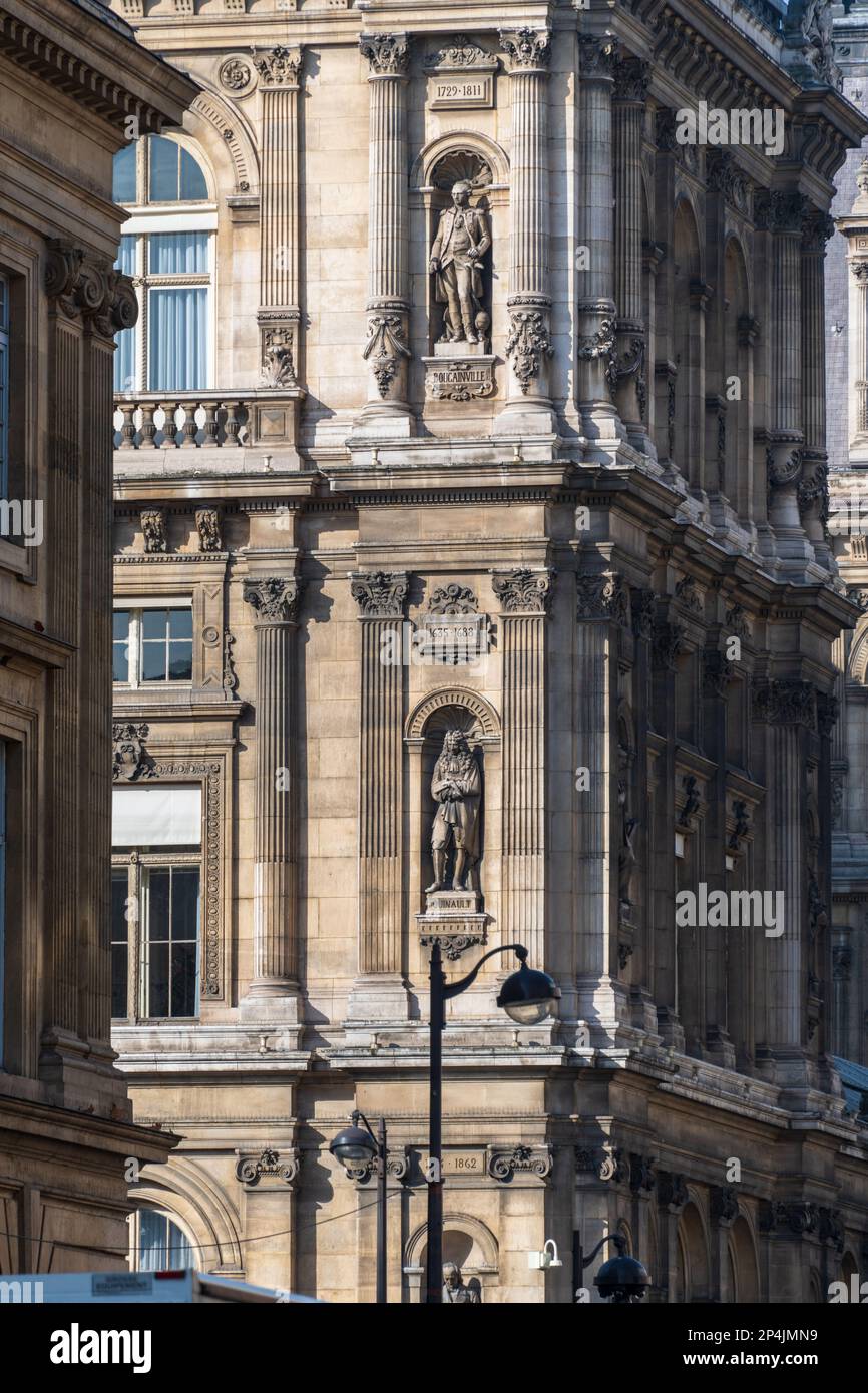 Un coin de l'Hôtel de ville dans le 4th arrondissement de Paris. Banque D'Images