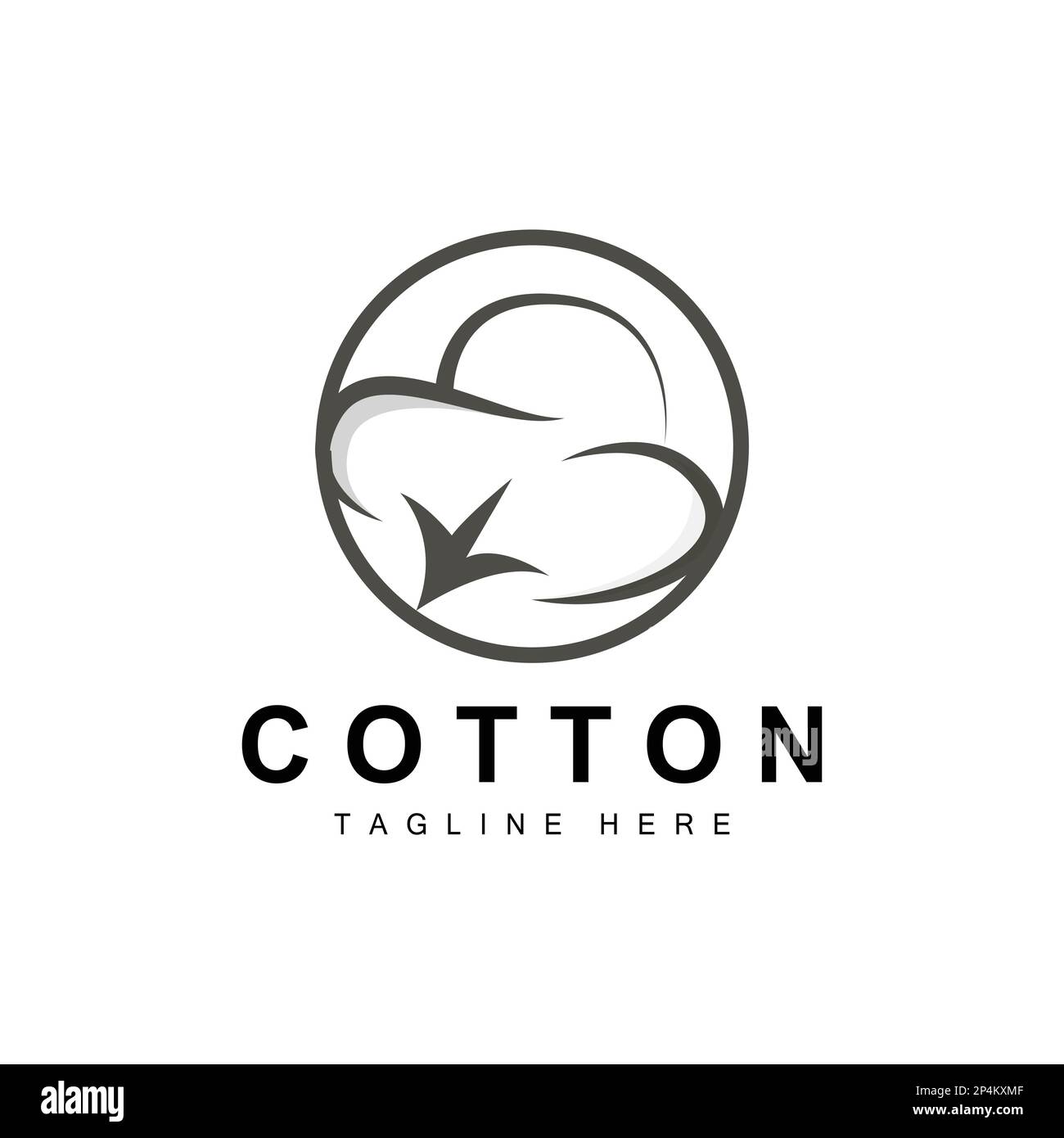 Logo coton, coton doux motif fleur Vector plantes naturelles bio vêtements et textiles de beauté Illustration de Vecteur