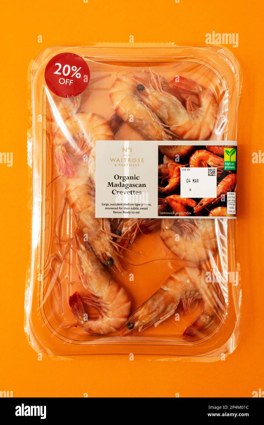 Waitrose No1 Crevettes malgaches organiques Banque D'Images