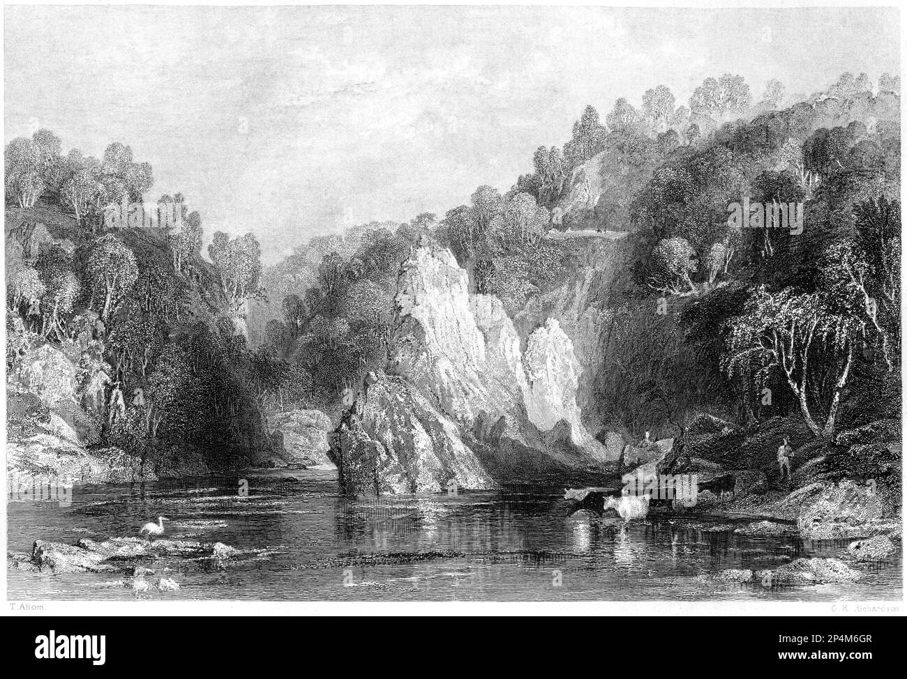 Une gravure du Drhuim sur la rivière Beauly, Ross-shire, Écosse UK, numérisée à haute résolution à partir d'un livre imprimé en 1840. Banque D'Images