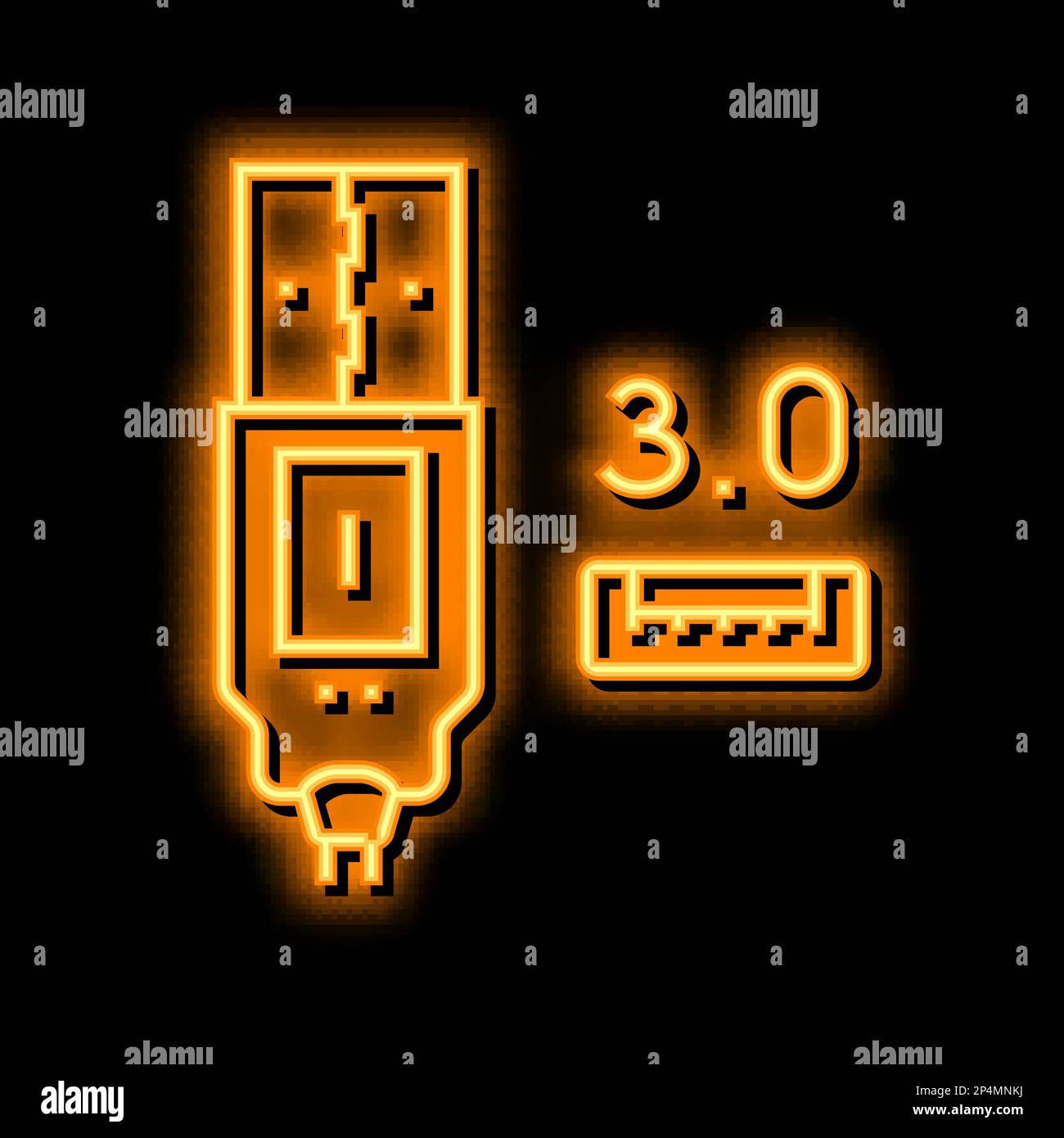 illustration de l'icône néon usb 3,0 Illustration de Vecteur