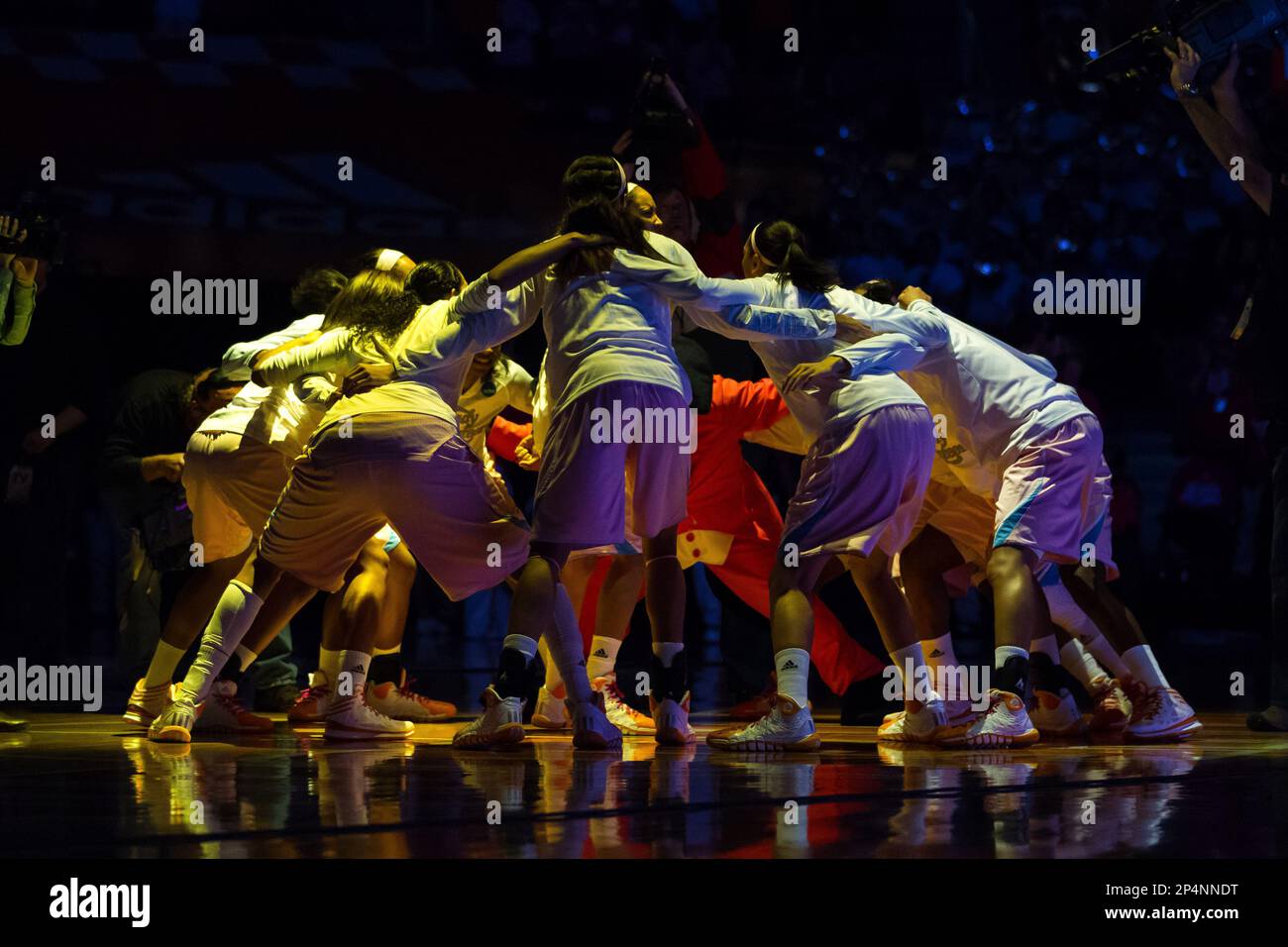 Feb. 16, 2014 - Knoxville, TN, USA - February 16, 2014:UT players just before the NCAA basketball game between the University of Tennessee Lady Vols and the Kentucky Wildcats at Thompson-Boling Arena in Knoxville, TN (Cal Sport Media via AP Images) Banque D'Images