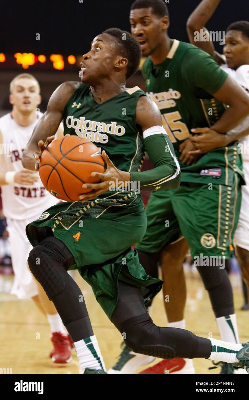 Feb. 15, 2014 - Fresno, CS, USA - February 15, 2014 Fresno, CA - Colorado State guard Jon Octeus in the game between the Colorado State Rams and the Fresno State Bulldogs at the Save Mart Center in Fresno, CA. Fresno State won its fifth straight game 75 to 66. (Cal Sport Media via AP Images) Banque D'Images