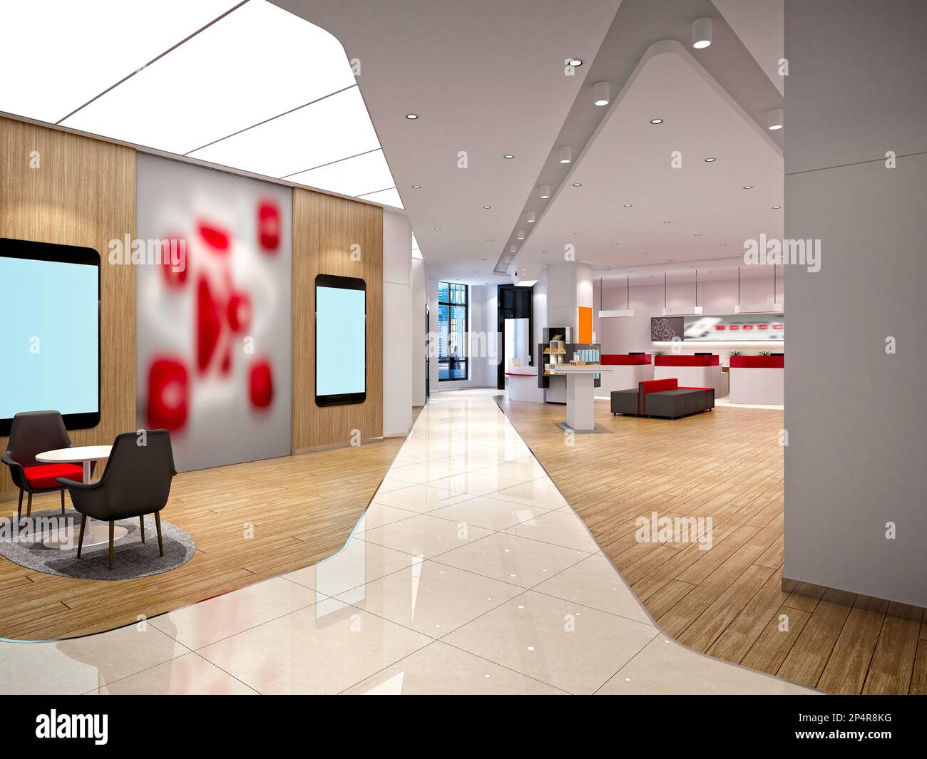 3d rendu de l'intérieur d'une banque commerciale Banque D'Images