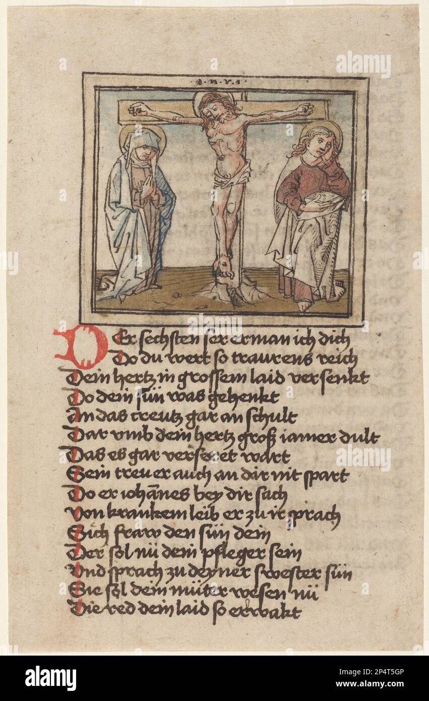 Allemand 15th siècle (Augsbourg) la Crucifixion, 1470s stylo et encre avec aquarelle Banque D'Images