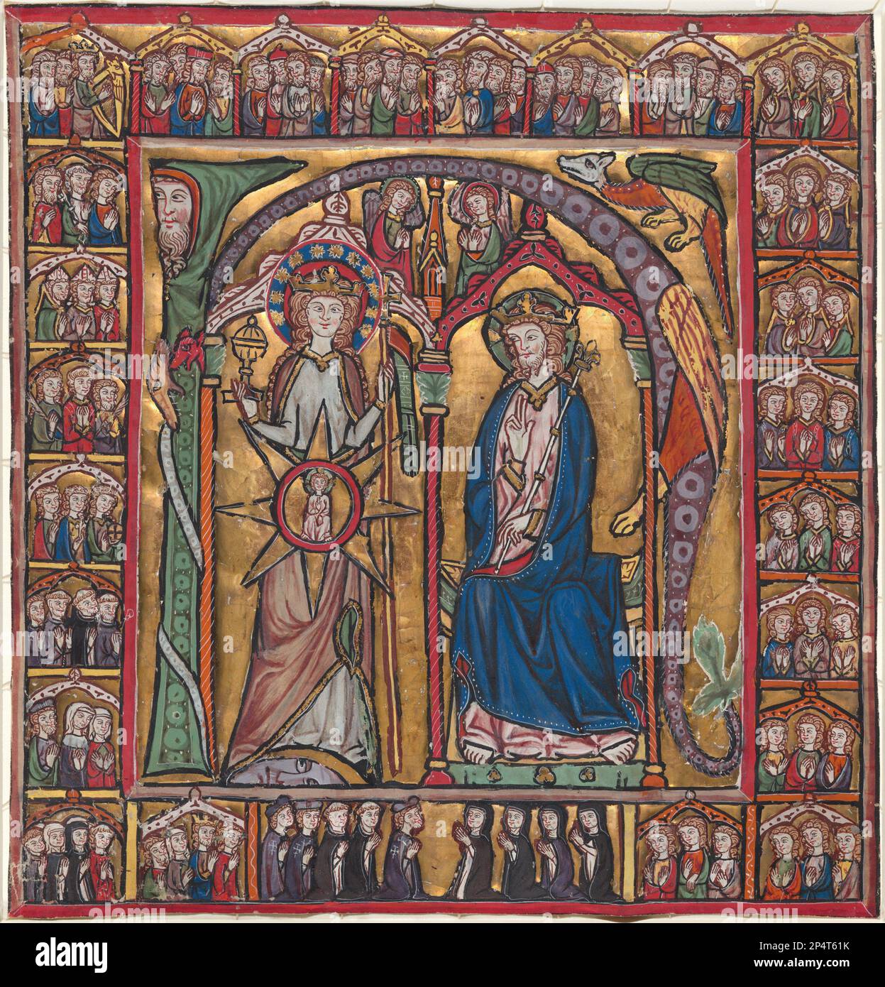 Allemand 13th siècle le Triumph de l'Église, deuxième moitié 13th siècle tempera et feuille d'or sur vélin Banque D'Images