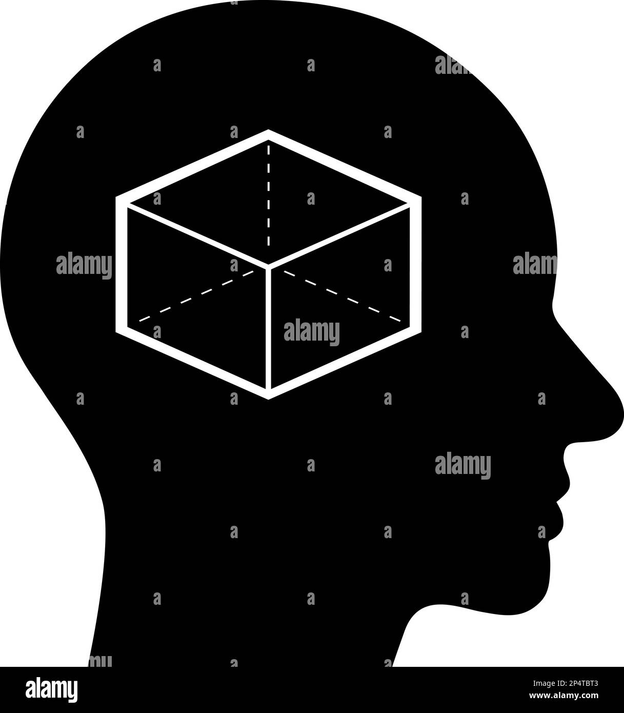 Icône plate de la boîte dans le cerveau humain comme un concept de la personnalité des compétences créatives Illustration de Vecteur