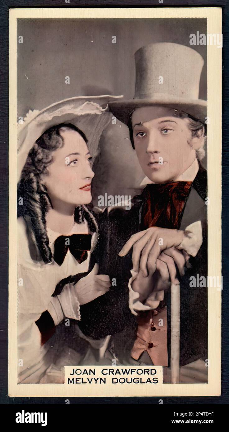 Portrait de Joan Crawford et Melvyn Douglas - carte à cigarettes vintage Banque D'Images