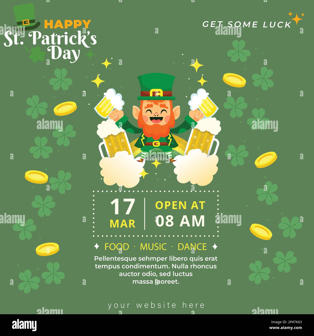 Bonne rue Patrick's Day Beer coin Party Profitez du design de l'illustration Illustration de Vecteur