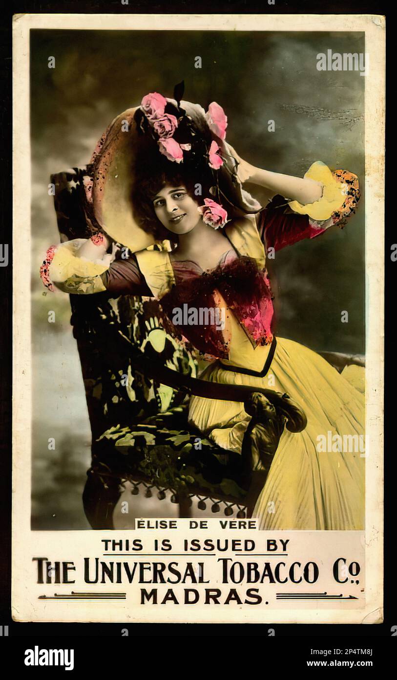 Portrait d'Elise de Vere - carte à cigarettes indienne vintage Banque D'Images