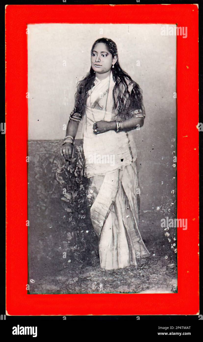 Portrait d'Indian Nautch Girl Dancer - carte à cigarettes vintage Banque D'Images