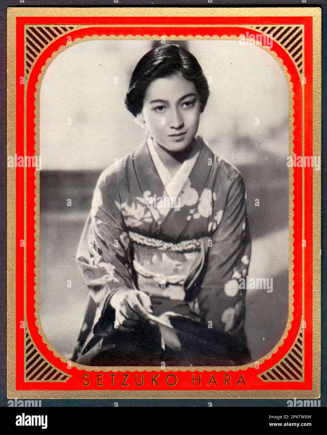 Portrait de Setsuko Hara - carte à cigarettes allemande ancienne Banque D'Images