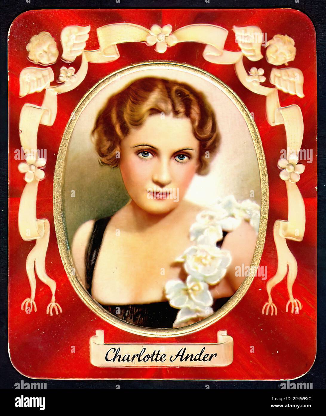 Portrait de l'actrice Charlotte Ander - carte à cigarettes allemande ancienne Banque D'Images