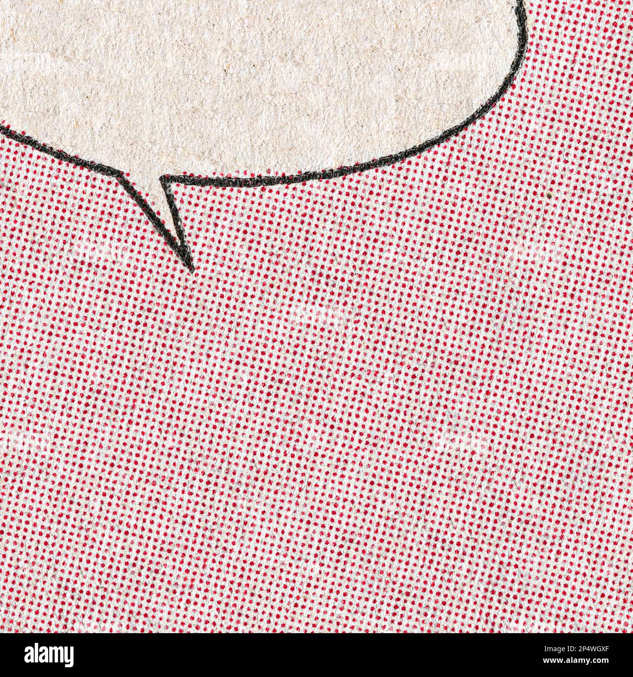 Page de bande dessinée vintage avec motif d'impression à points rouges et bulle de parole vide sur un fond de texture papier Banque D'Images