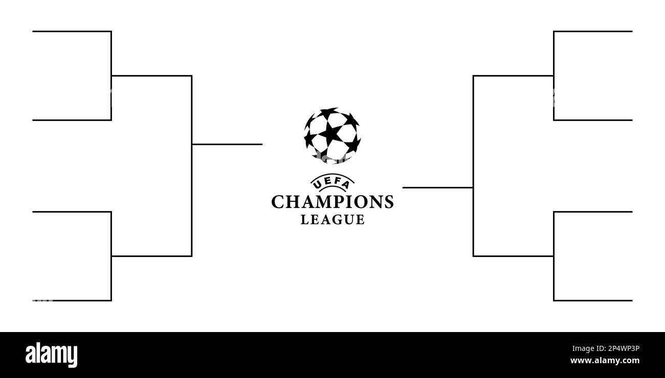Vinnitsa, Ukraine Fabreary 14, 2023.les diagrammes de table de tournoi de la Ligue des champions jouent Illustration de Vecteur