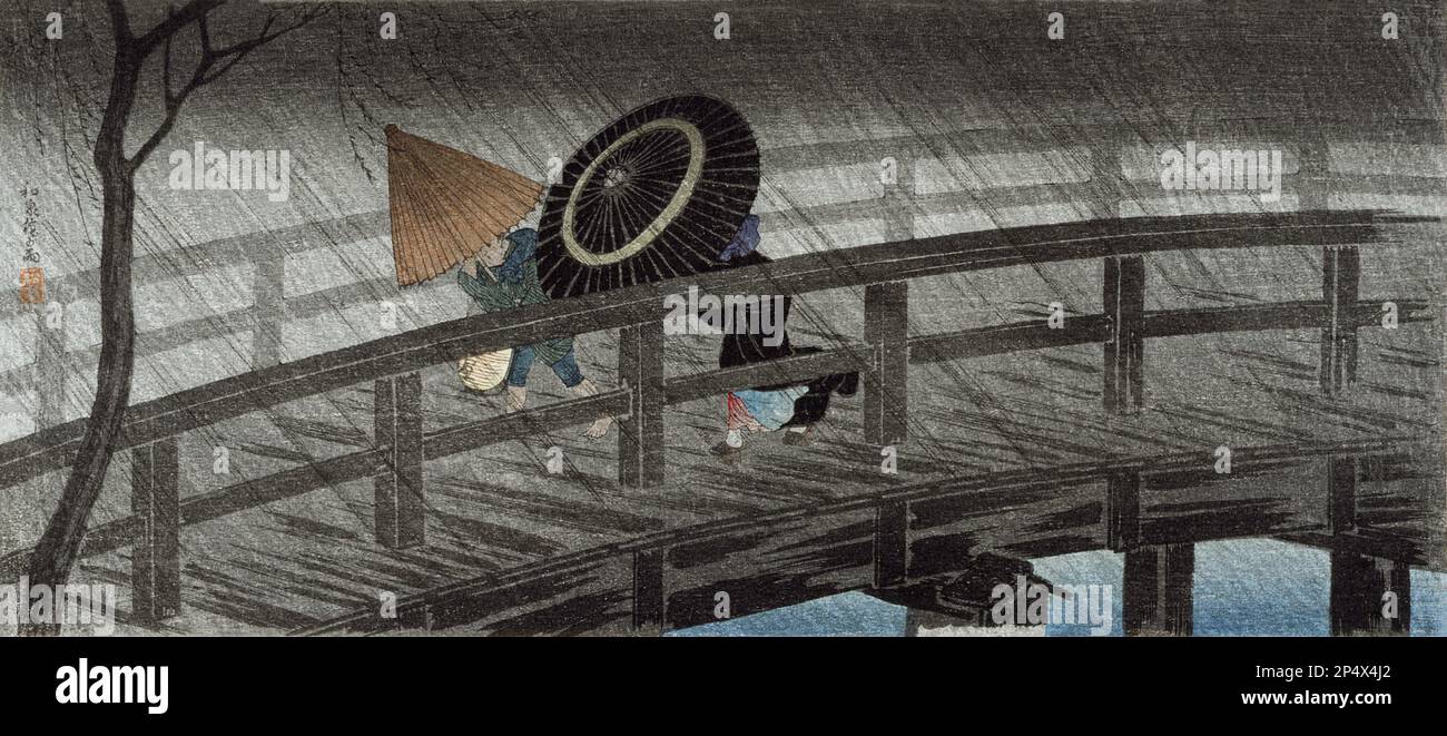Rain on Izumi Bridge imprimé en haute résolution par Hiroaki Takahashi Banque D'Images