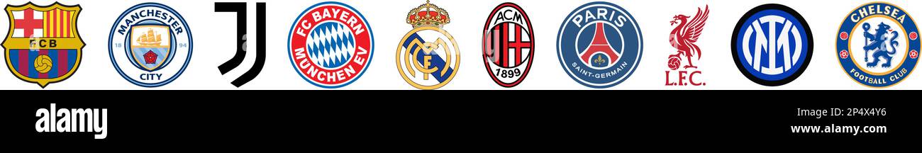 Les équipes de football européennes les plus populaires Illustration de Vecteur