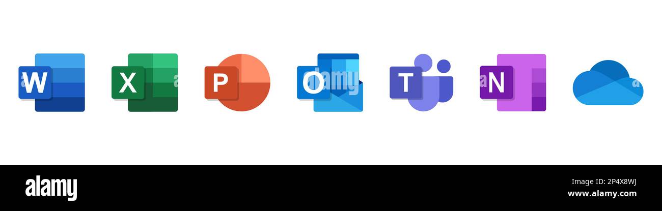 Ensemble de logos des programmes Microsoft Office Illustration de Vecteur