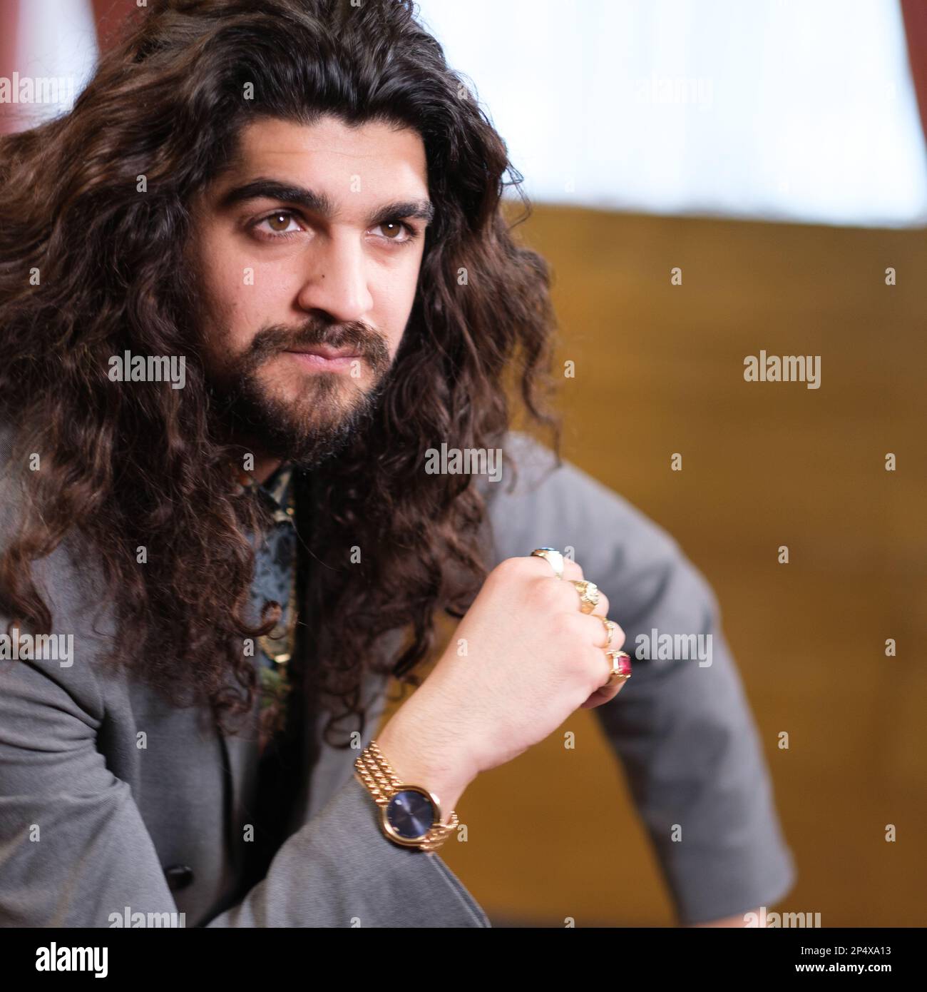 Singer Israel Fernandez pose pour des photos lors de la présentation du Festival de musique universelle 2023 au Teatro Real de Madrid. (Photo par Atilano Garcia / SOPA Images / Sipa USA) Banque D'Images