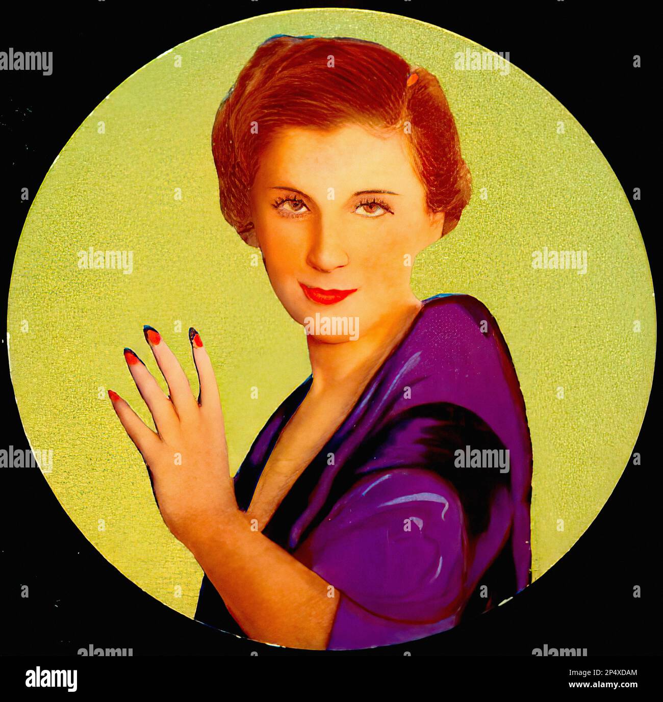 Portrait de Diana Wynyard - carte à cigarettes circulaire vintage Banque D'Images