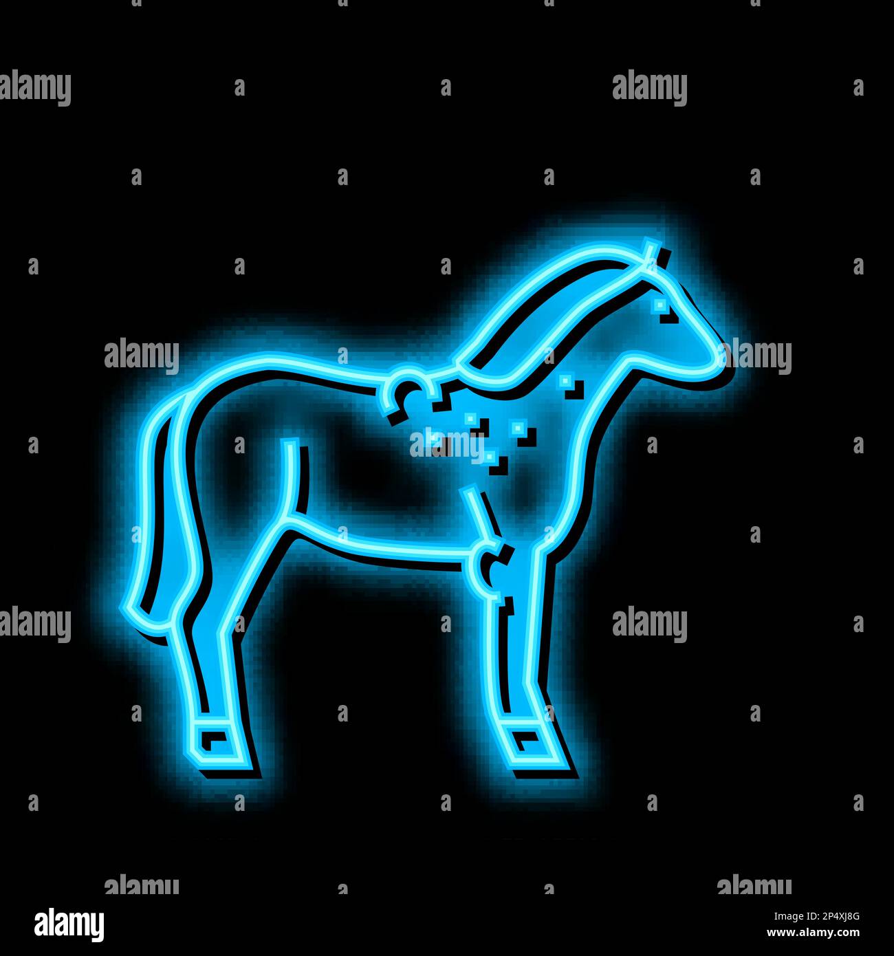 illustration de l'icône de brucellose au néon de cheval Illustration de Vecteur
