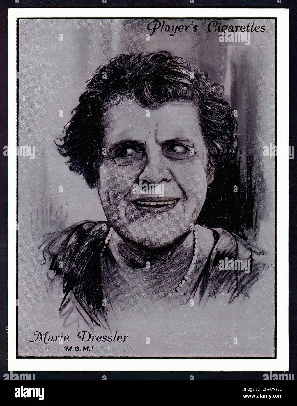 Portrait de Marie Dressler - carte à cigarettes vintage Banque D'Images