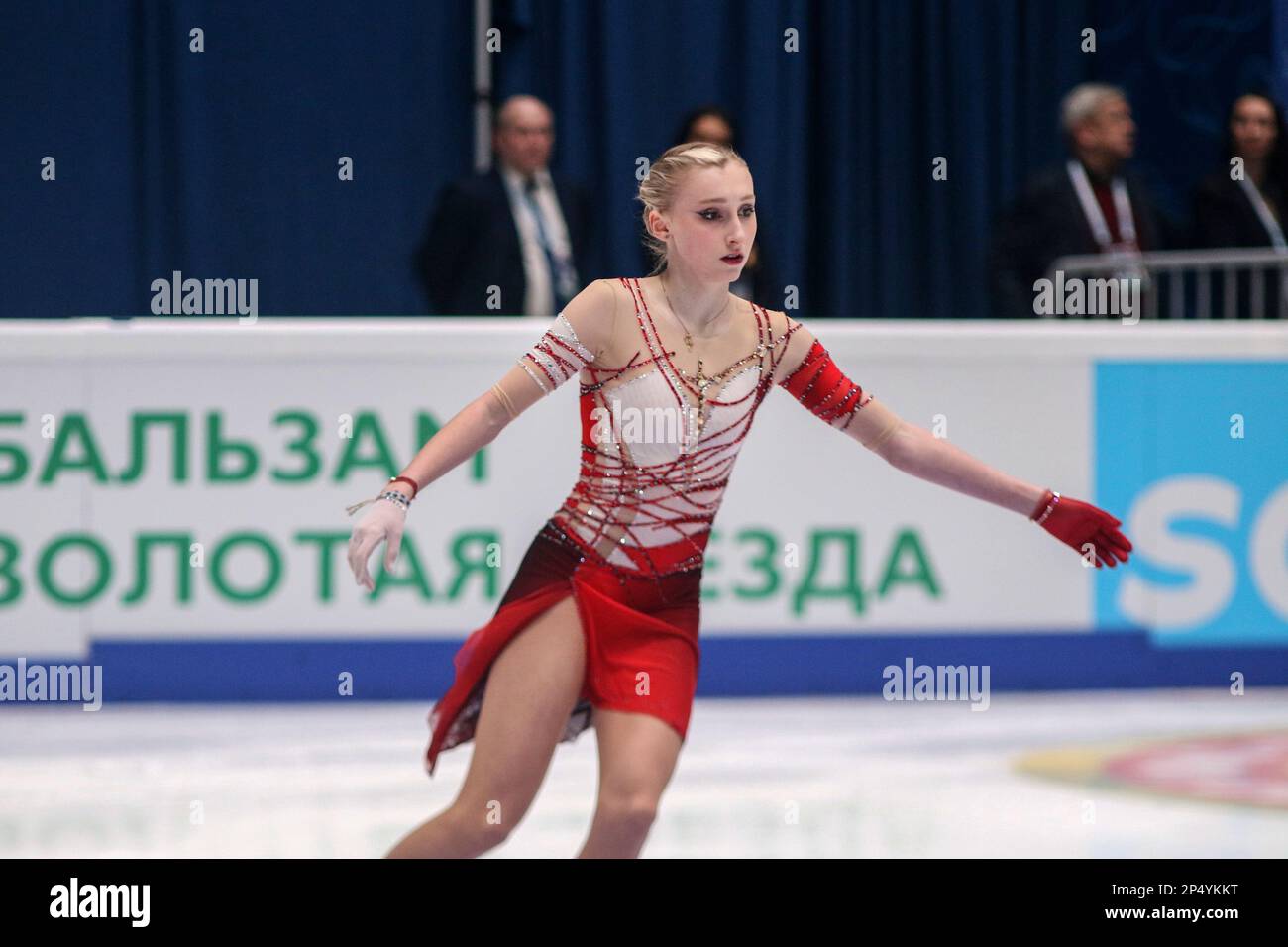 Saint-Pétersbourg, Russie. 05th mars 2023. Sofya Muravyova se produit lors de la location de femmes à la finale du Grand Prix de Russie en patinage artistique 2023, qui a eu lieu à St. Petersbourg, dans le complexe sportif 'Jubilee. Crédit : SOPA Images Limited/Alamy Live News Banque D'Images