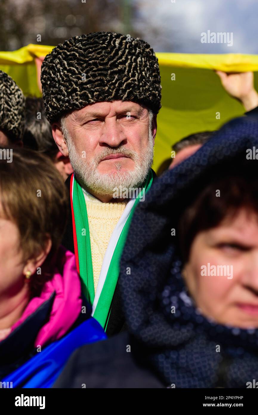 Akhmed Zakaïev soutient la manifestation contre Poutine et la guerre en ukraine à Bruxelles - Akhmed Zakaïev est l'ancien Premier ministre du gouvernement de Banque D'Images