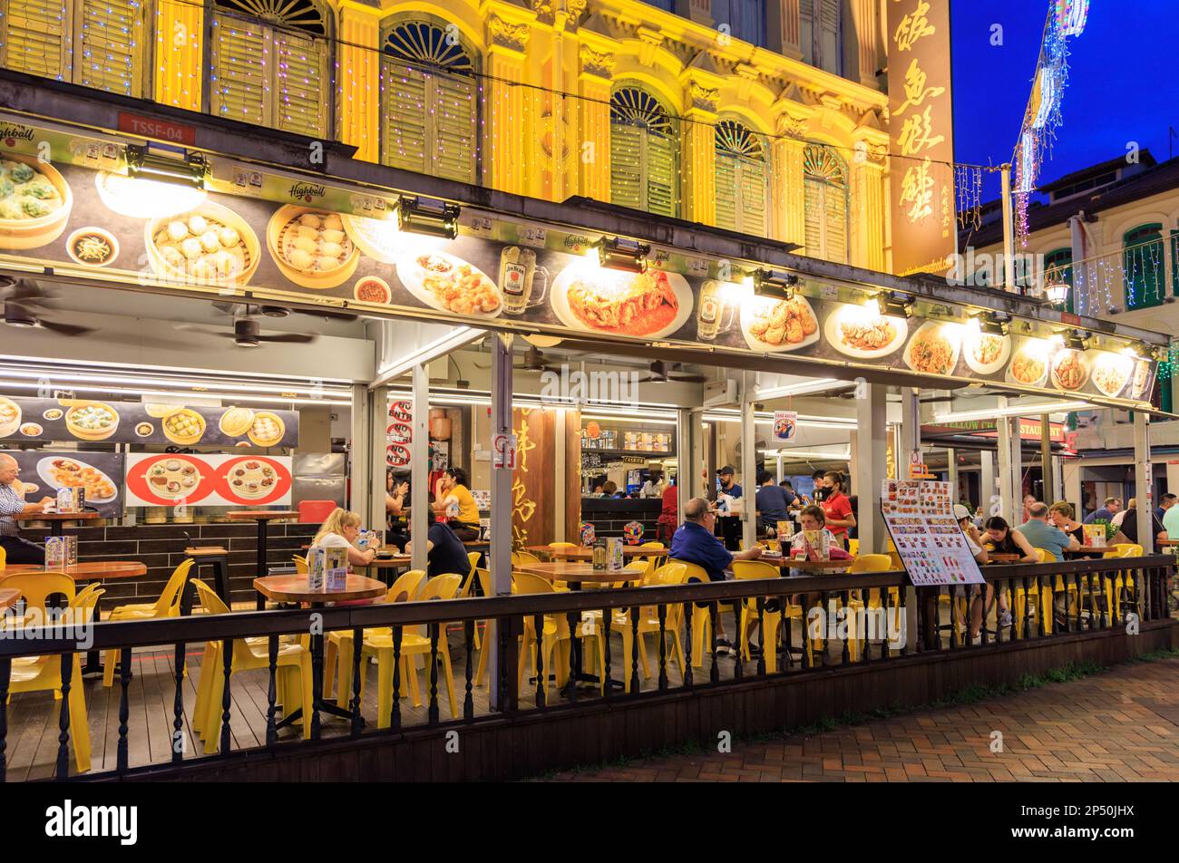 Restaurant The Yellow chair, Chinatown, Singapour Banque D'Images